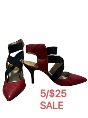 Micheal Kors Meadow Mid Pump Red Leather Size 8 5/$25 SALE